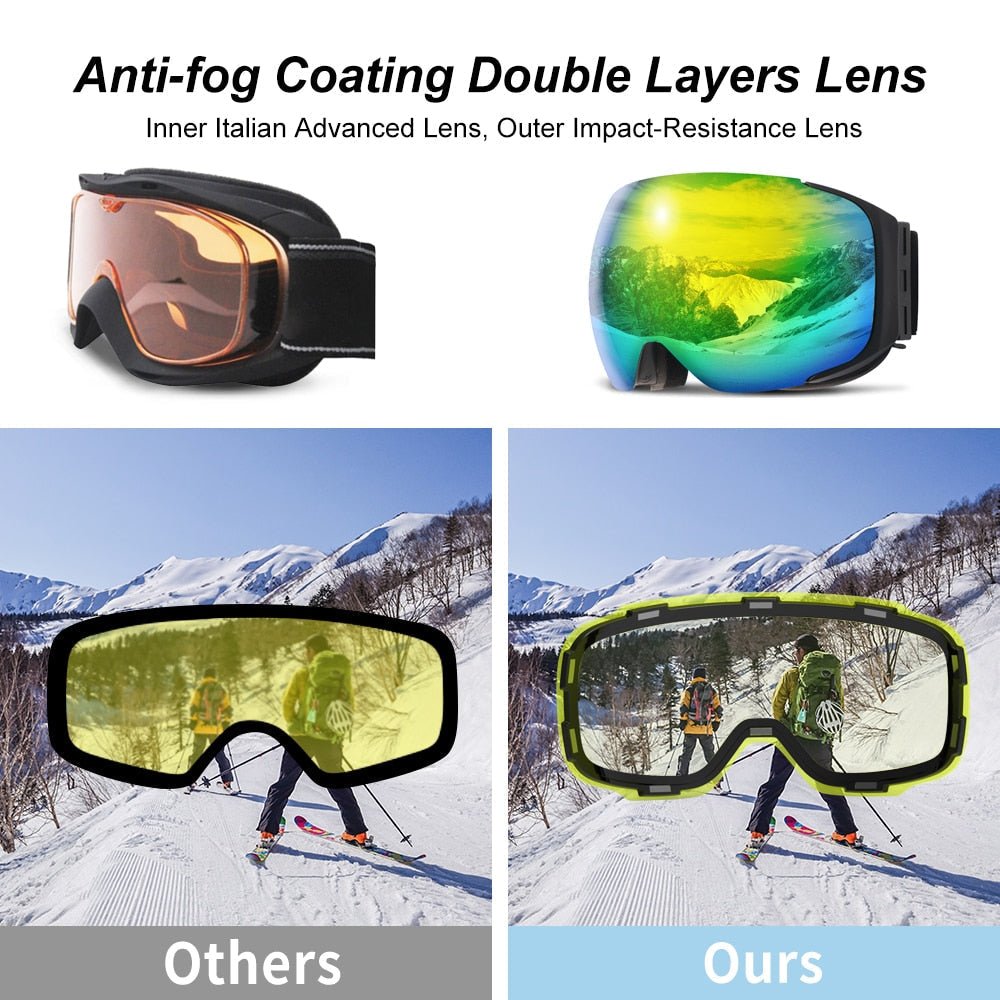 Antibeschlag Skibrille, magnetisch, Unisex, für klare Sicht bei jedem Wintersport.
