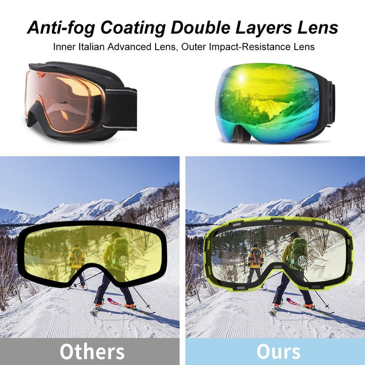 Antibeschlag Skibrille, magnetisch, Unisex, für klare Sicht bei jedem Wintersport.
