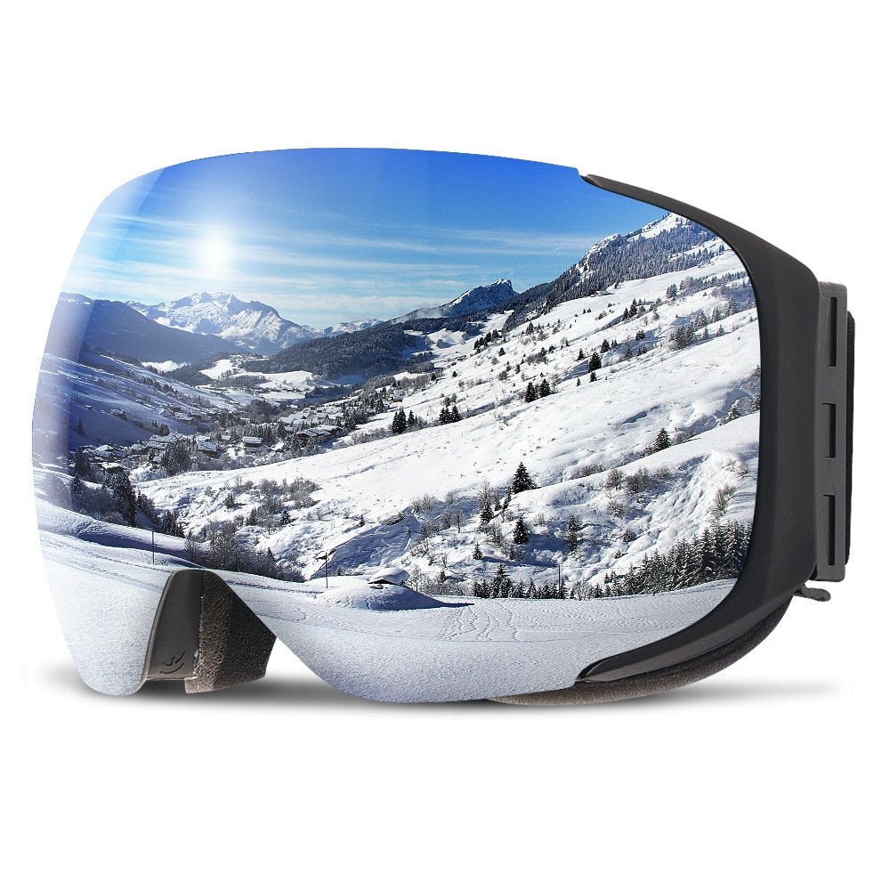 Hochwertige Unisex Skibrille mit spiegelnder Magnetlinse & weichem Rahmen für Komfort.