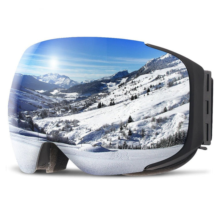 Hochwertige Unisex Skibrille mit spiegelnder Magnetlinse & weichem Rahmen für Komfort.