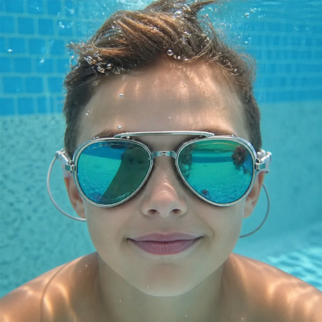 Moderne Aviator Schwimmbrille für Erwachsene, wasserdicht, Komfort-Passform für lange Wasseraktivitäten.