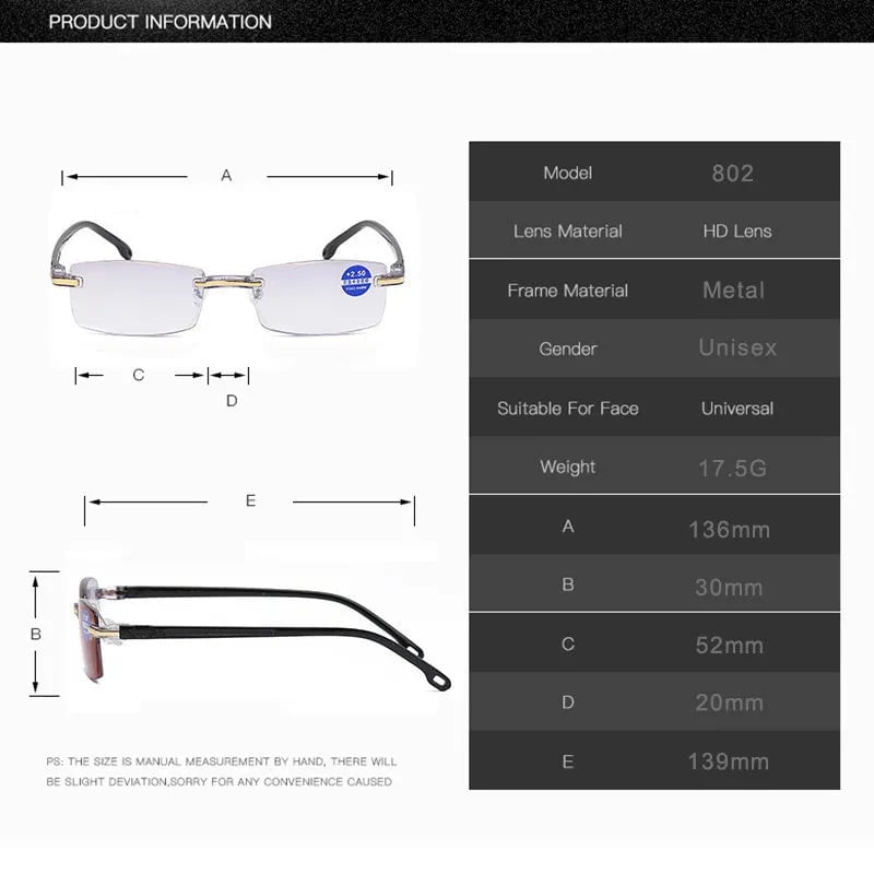Komfortable Anti-Blaulicht-Lesebrille, progressiv, für Nah- und Fernsicht.