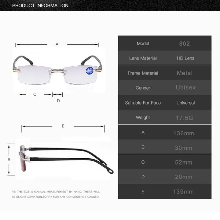 Komfortable Anti-Blaulicht-Lesebrille, progressiv, für Nah- und Fernsicht.
