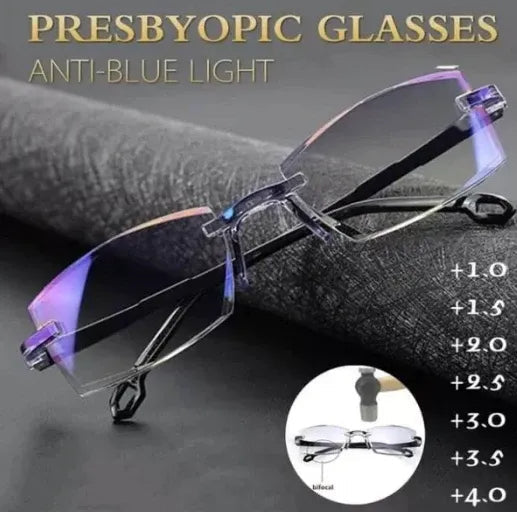 Komfortable progressive Lesebrille mit Blaulichtschutz, perfekt für digitale Bildschirme und Lesen.
