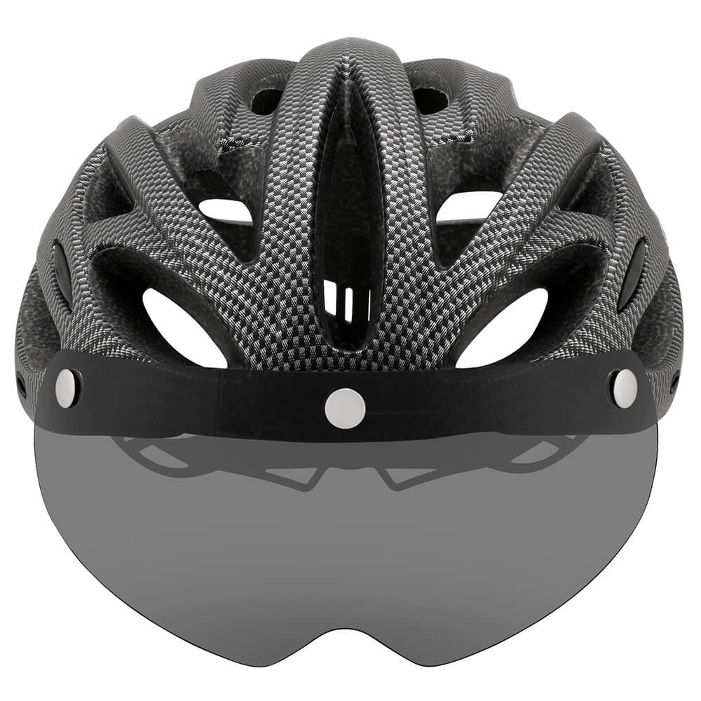 Robuster ProGuard Fahrradhelm mit schützendem Visier, Rücklicht & stoßfestem Design für maximale Sicherheit.
