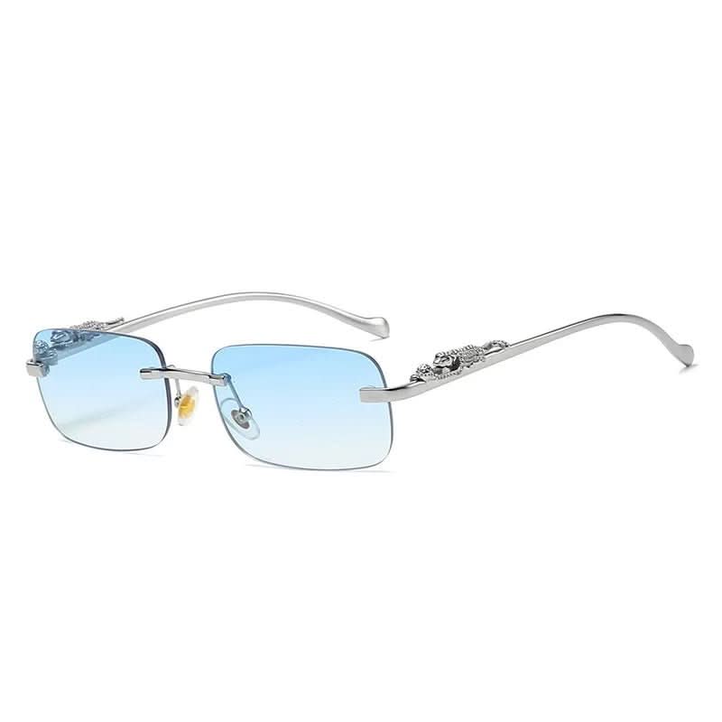 Leopardenkopf-Sonnenbrille, randlos, unisex, bietet stilvollen UV-Schutz für jeden Anlass.