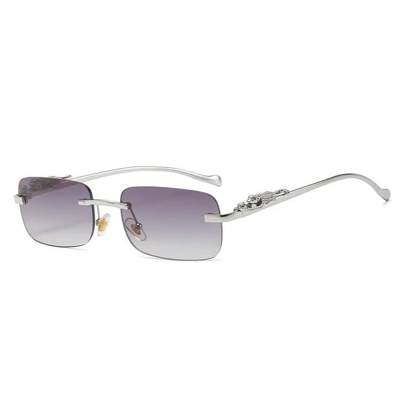 Premium randlose Sonnenbrille, Leopardenkopf, unisex, bietet maximalen UV400-Schutz.