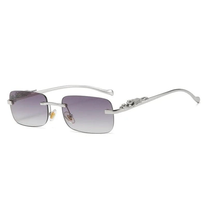 Premium randlose Sonnenbrille, Leopardenkopf, unisex, bietet maximalen UV400-Schutz.