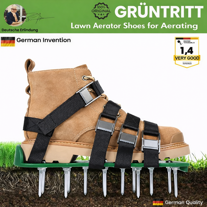 Robuste Rasenlüfter Gartenschuhe mit Spikes, ideales Aerifizierer Gartenwerkzeug zur Bodenbelüftung.