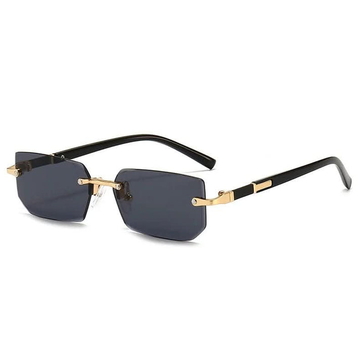 Moderne rechteckige Sonnenbrille ohne Rand für Damen & Herren, mit essentiellem UV400 Augenschutz.