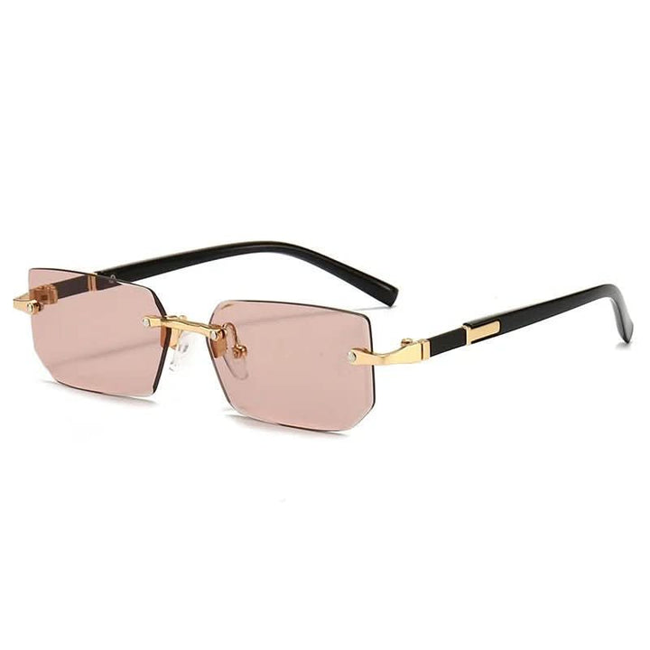 Randlose rechteckige Sonnenbrille mit UV400 Filter für sicheren Augenschutz. Unisex & stilvoll.