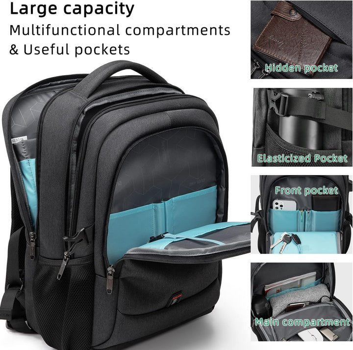 Multifunktionaler Laptoprucksack, wasserdicht mit Diebstahlschutz, integriertem USB-Port.