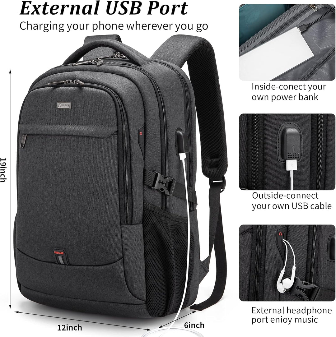 Ergonomischer Unisex Rucksack, wasserdicht, diebstahlsicher, für Laptops bis 15,6 Zoll.