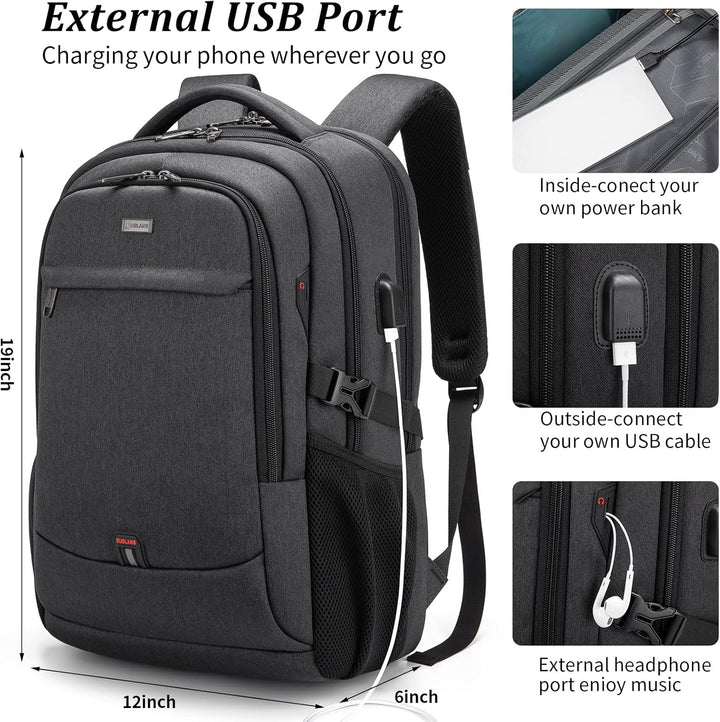 Ergonomischer Unisex Rucksack, wasserdicht, diebstahlsicher, für Laptops bis 15,6 Zoll.