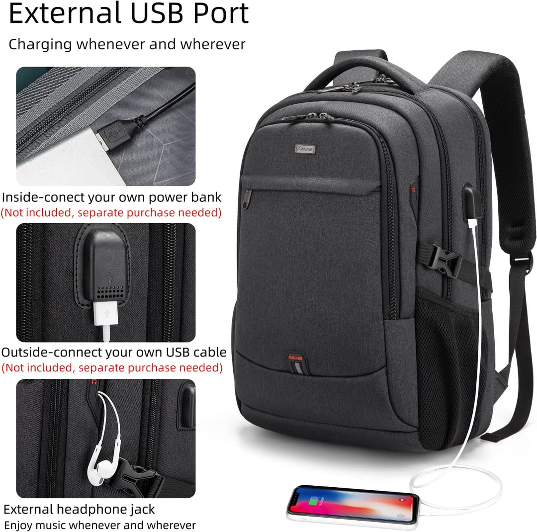 Moderner Laptoprucksack für Damen & Herren, wasserdicht, diebstahlsicher, USB-Port.