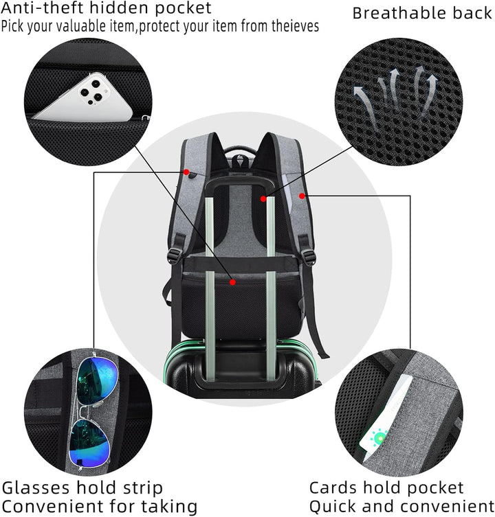 Praktischer Alltagsrucksack, wasserdicht, diebstahlsicher, Laptopfach & bequeme Gurte.