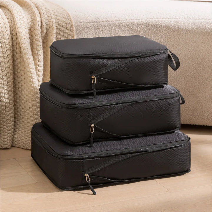 Unisex Reise-Organizer Set 3-in-1: komprimierbare, wasserdichte Packtaschen für ordentliches Reisen.