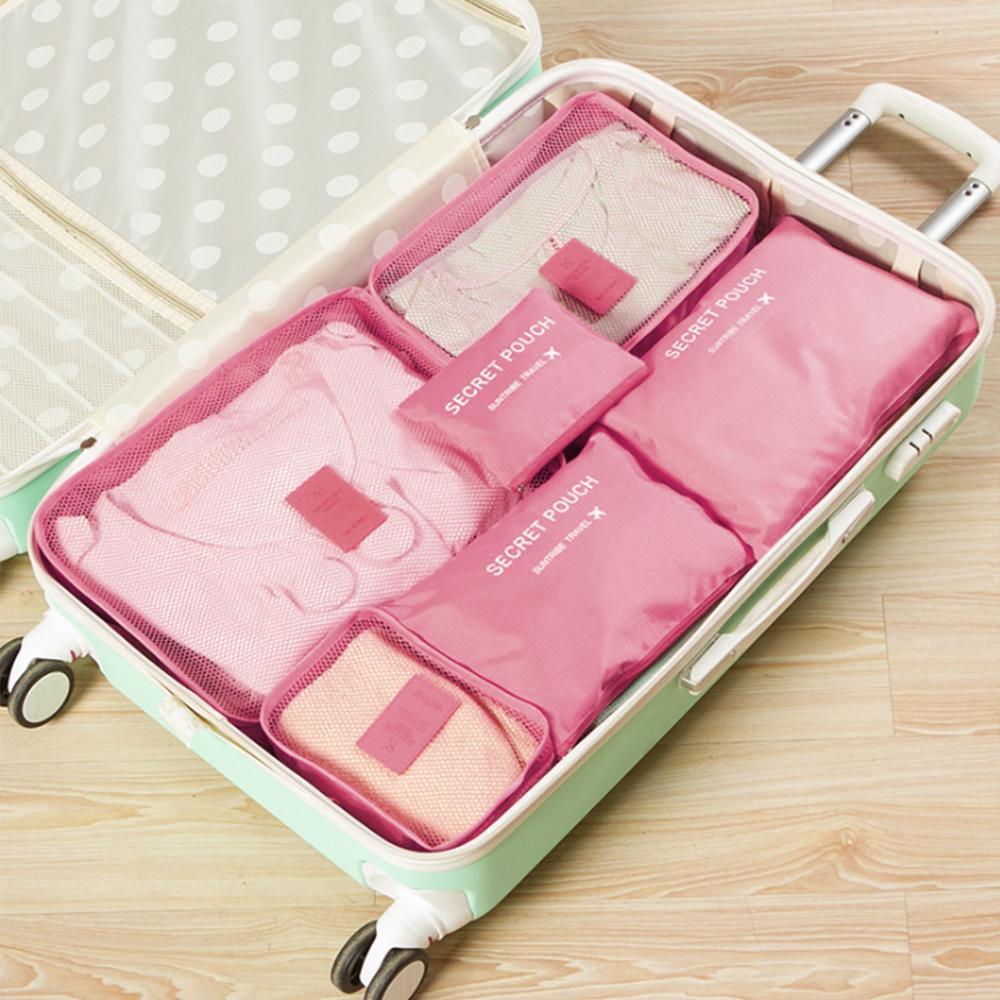 6tlg. Set wasserdichter Aufbewahrungstaschen für Kleidung und Accessoires – ideal als Kofferorganizer.