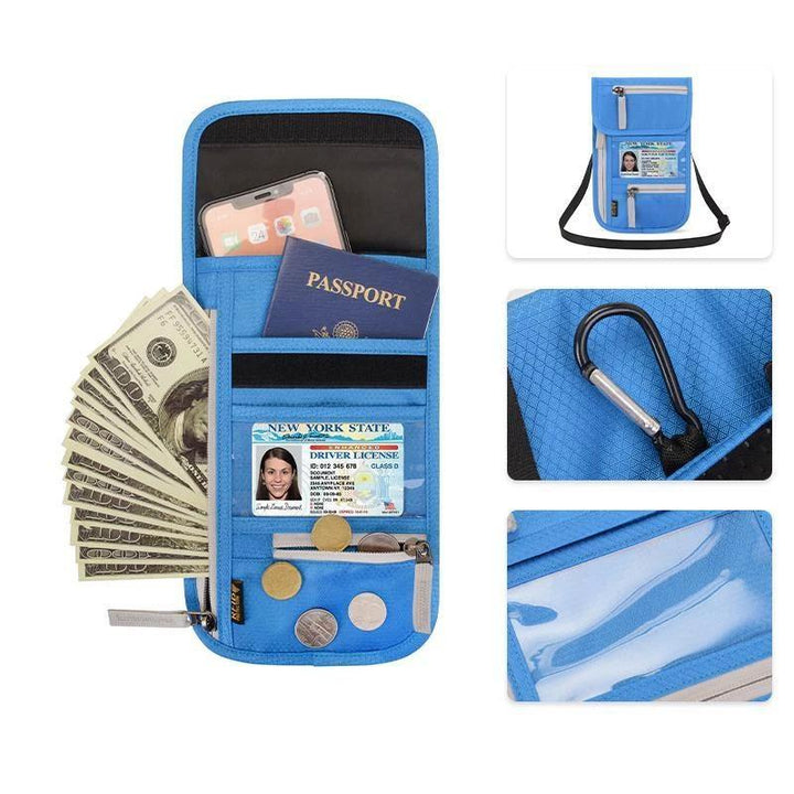 Vielseitige Reisebrieftasche mit RFID-Schutz, Organizer-Fächern & Platz für Reisepass und Geld.