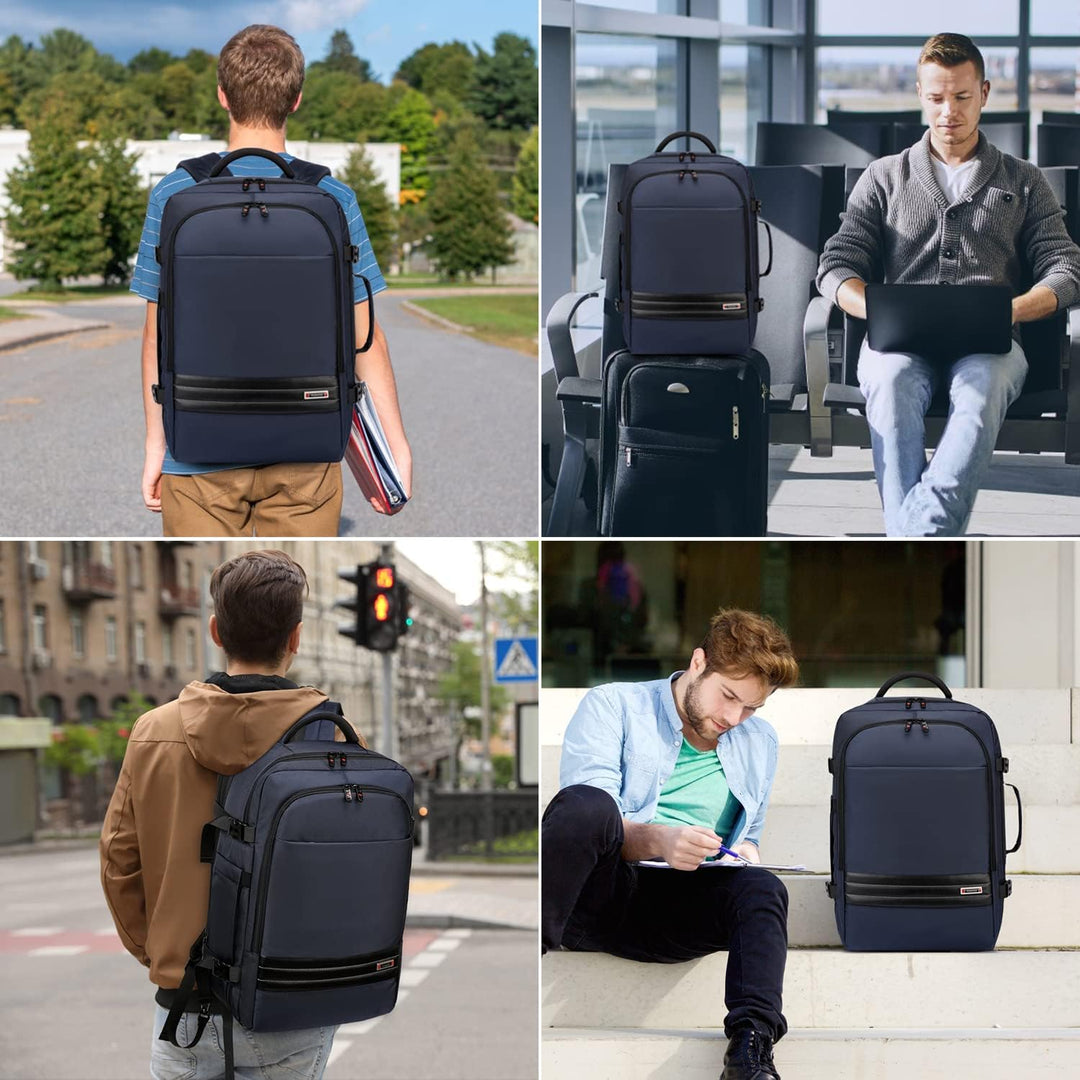 Innenansicht: Organisiertes Laptopfach (46,5 cm) im wasserdichten Reiserucksack für sicheren Transport.