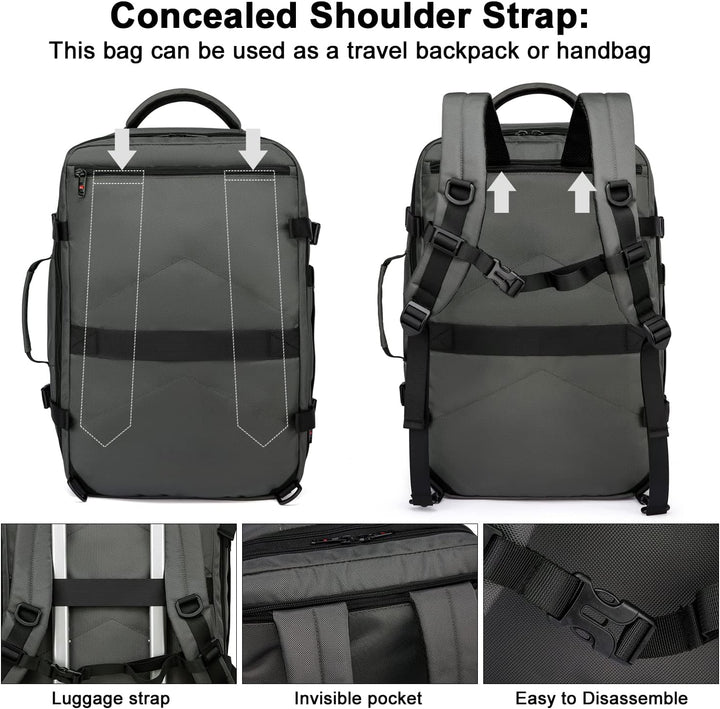 Hochwertiger, wasserdichter Rucksack 45-55L aus strapazierfähigem Material mit 46,5 cm Laptopfach.