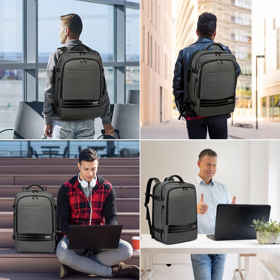 Kompakter Reiserucksack 45-55L als Handgepäck, wasserdicht, unisex, mit schnellem Zugriff auf Laptopfach.