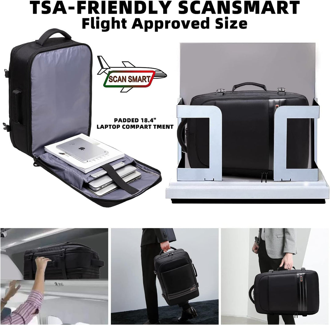 Wasserdichter Unisex Laptoprucksack (46,5 cm Fach), erweiterbar 45-55L, schützt Ausrüstung sicher auf Reisen.