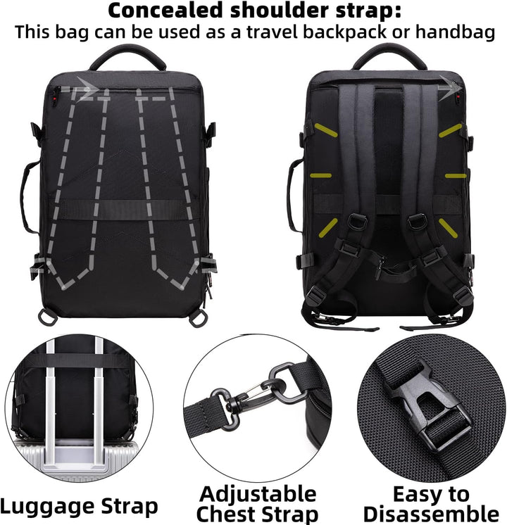 Moderner Businessrucksack 45-55L, erweiterbar, wasserdicht, mit großem 46,5 cm Laptopfach für Pendler.