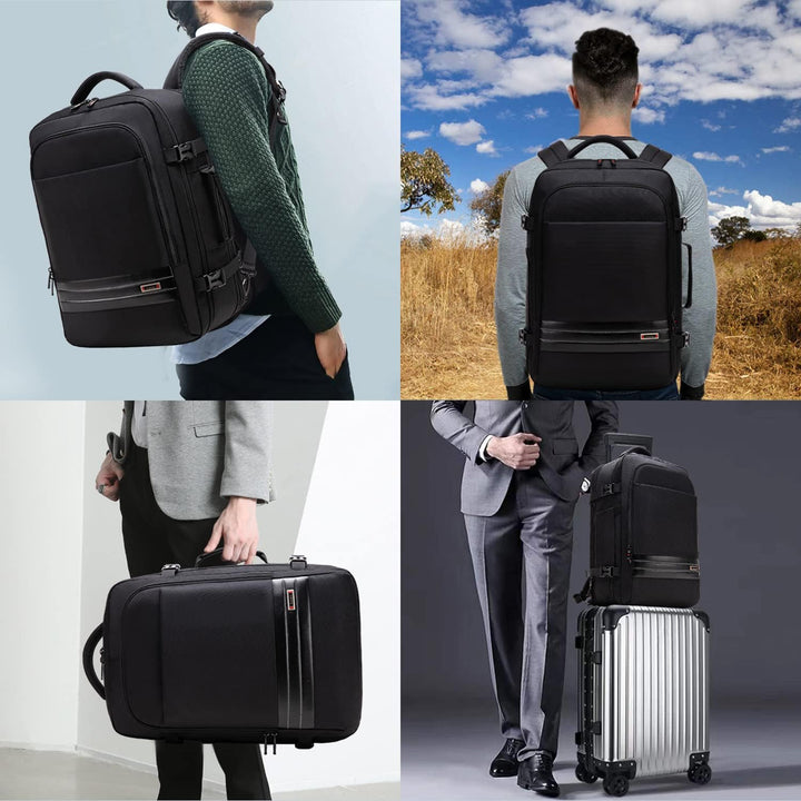 Robuster Reiserucksack 45-55L, unisex, wasserdicht, ideal als Handgepäck mit flexiblem Packvolumen.