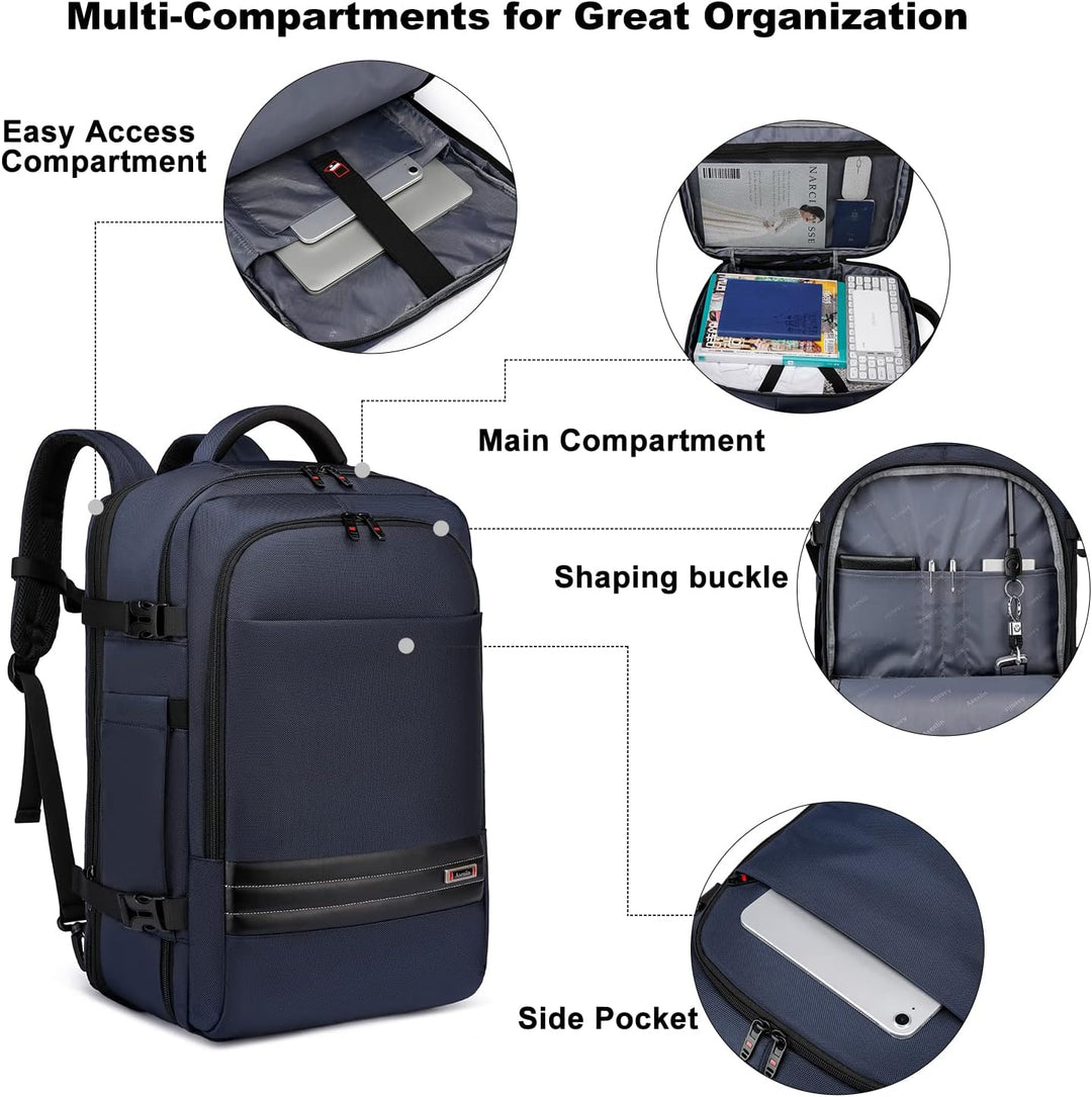 Vielseitiger Reisebegleiter, wasserdichter Rucksack 45-55L, erweiterbar, mit Laptopfach für jedes Abenteuer.