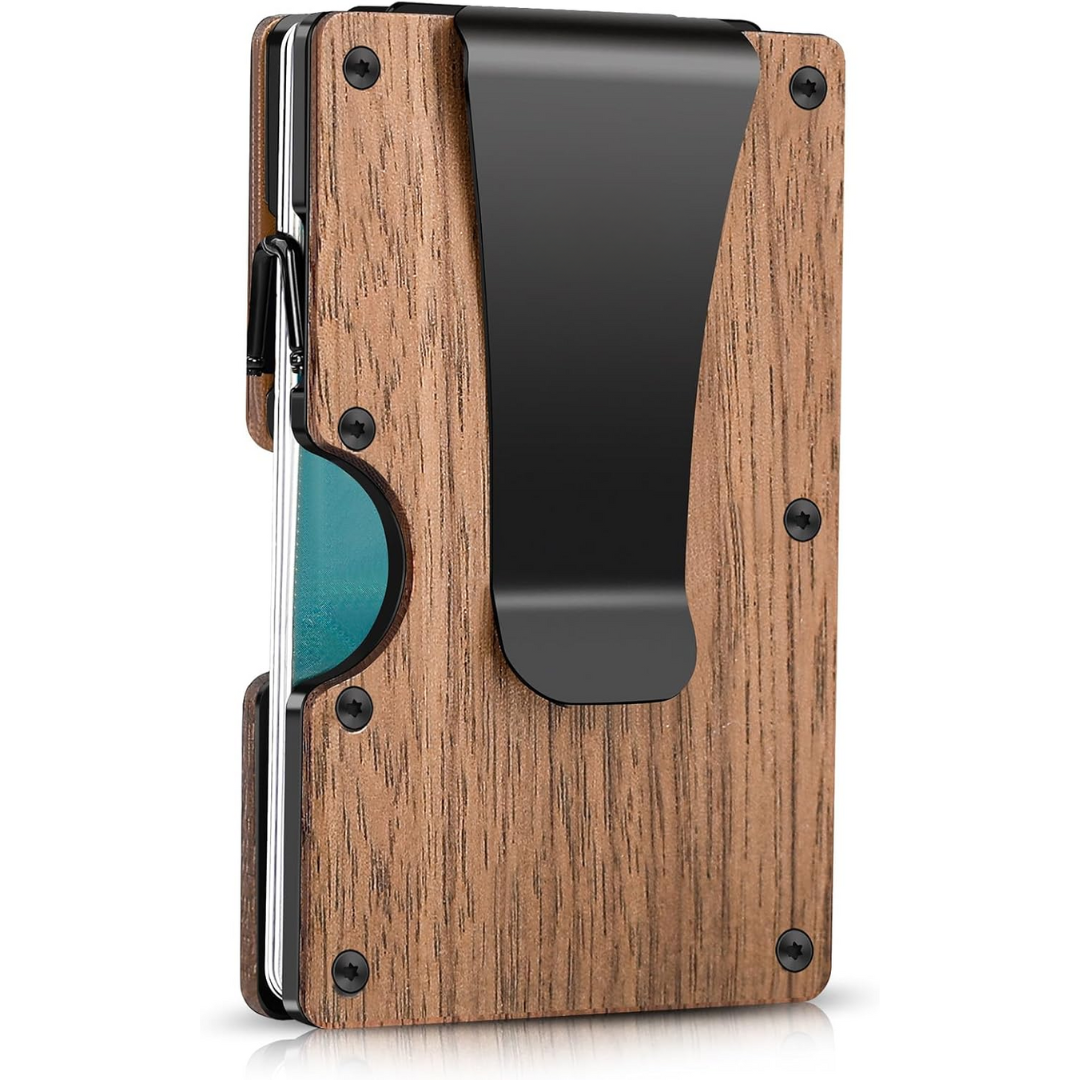 Elegante Slim Wallet unisex mit RFID-Schutz & Geldclip, Lederoptik, kompakt.