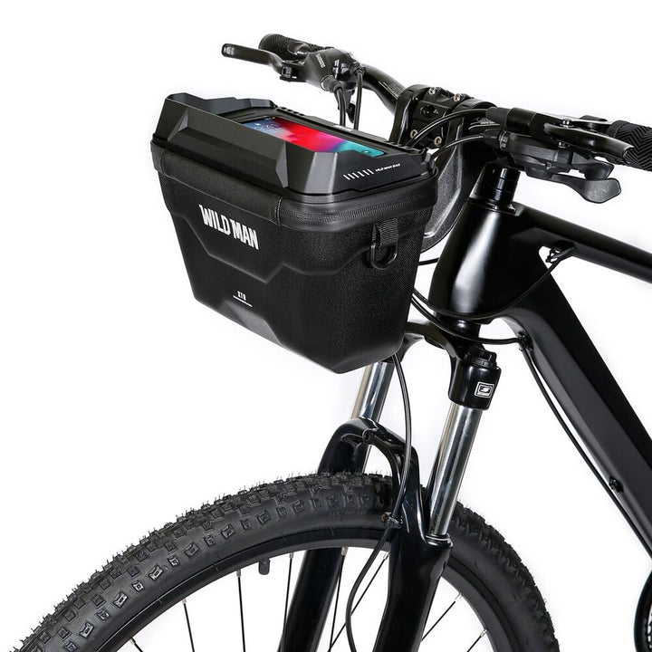 Praktische Lenkertasche für den Fahrradlenker, mit separatem Handy-Fach, als Umhängetasche nutzbar.
