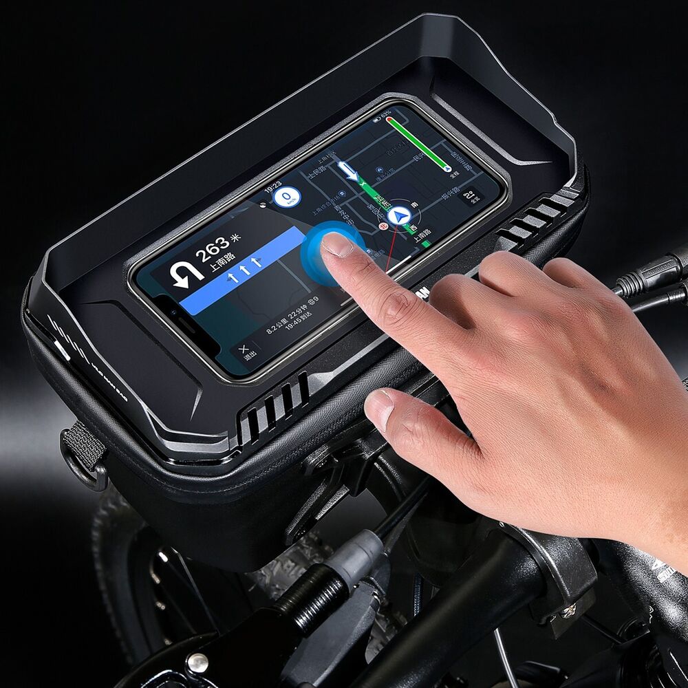 Fahrradzubehör: Lenkertasche mit klarem Smartphone-Fenster, wasserdicht, für Navigation & Musik.