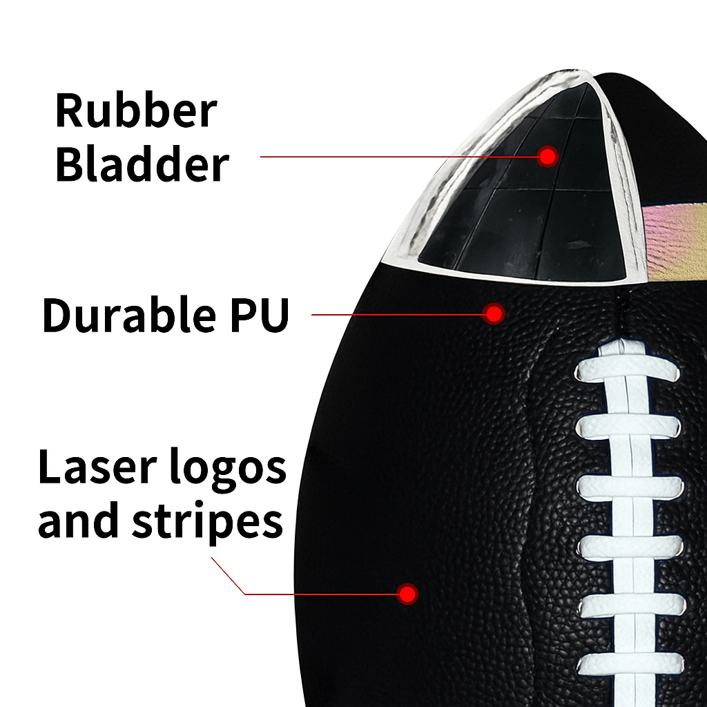 Langlebiger Unisex Sportball für Rugby, Größe 9, aus hochwertigem PU-Leder. Ideal für Training & Spiel.