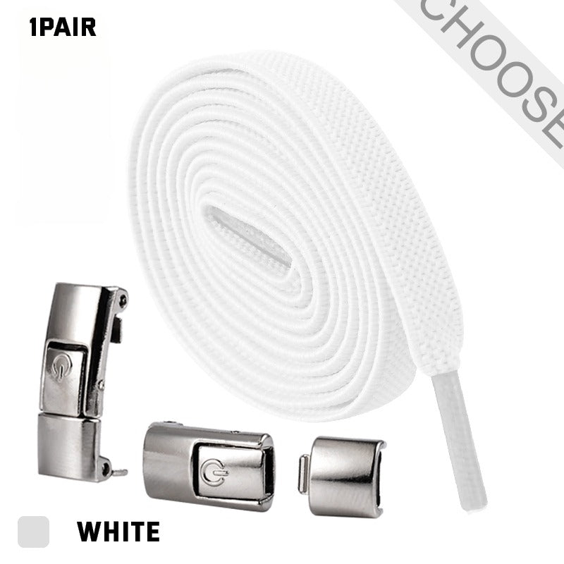Komplettes Set des Schnellschnürsystems: Elastische Schnürsenkel, Schnellverschluss & Endclips. Für alle Schuhe.