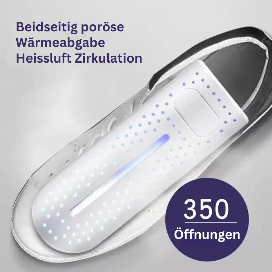 Schuhtrockner mit UV-Licht in Sportschuhen für schnelle Trocknung und Desinfektion nach dem Sport.