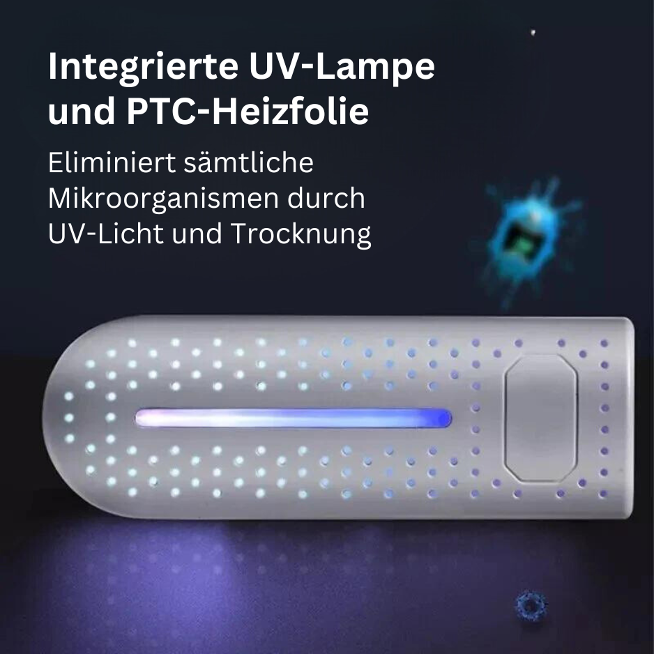 Das UV-Sterilisationselement des Schuhtrockners beseitigt Bakterien und Gerüche, fördert Fußgesundheit.