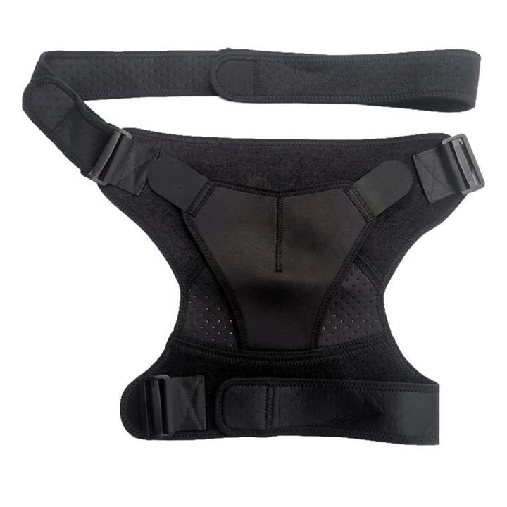 Person trägt eine ergonomische Schulterstütze für Gelenkstabilisierung & Komfort im Alltag oder beim Sport.