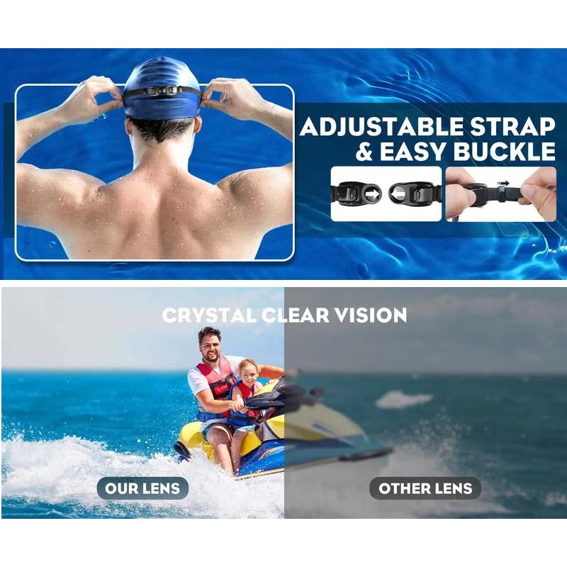Komfortable Unisex Schwimmbrille für Schwimmtraining, 180° Sichtfeld & zuverlässig beschlagfrei.
