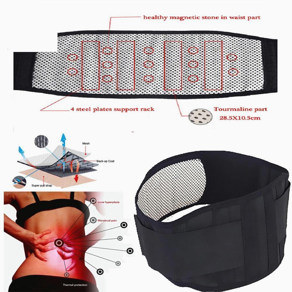 Verstellbare Rückenstütze für Männer & Frauen; selbstheizende Magnettherapie für gezielte Schmerzlinderung im Rücken.