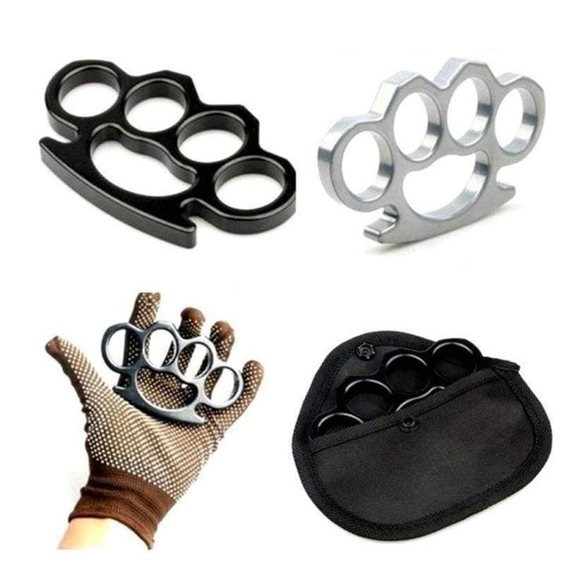 Diskreter silberner Selbstverteidigungs-Fingerring, kompakt und effektiv für Notfälle.