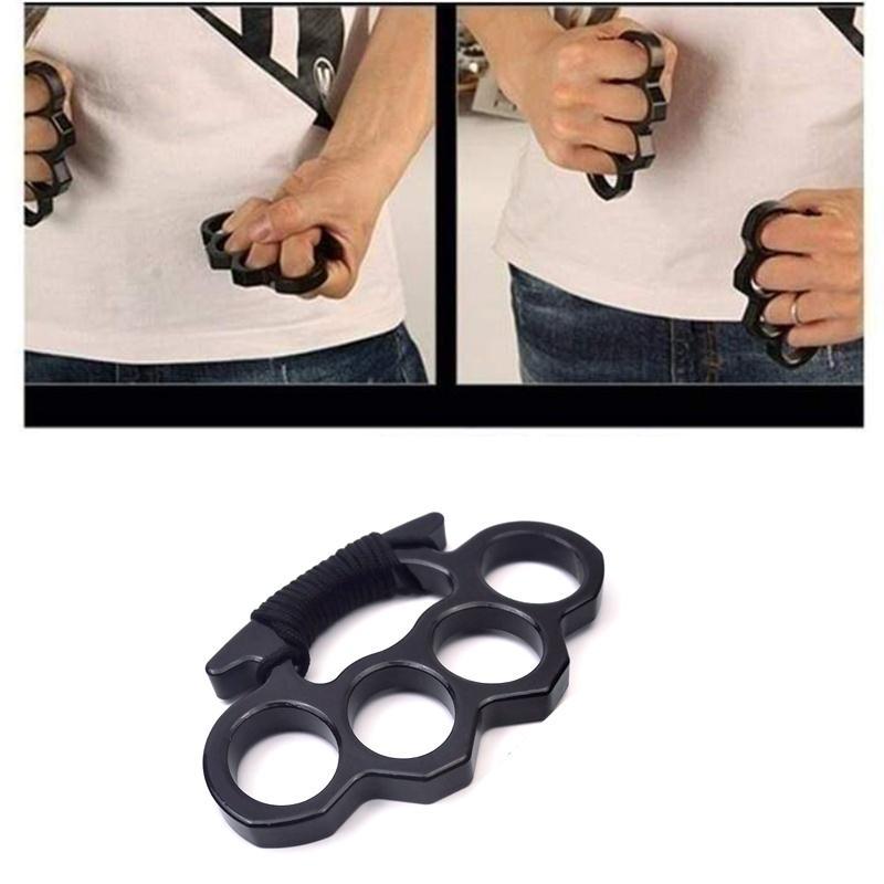 Unisex Selbstverteidigungs-Fingerring aus Aluminium, schwarz, für schnellen Schutz & Sicherheit.