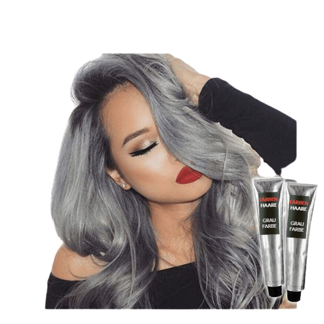 Unisex Silber Haarfarbe für langanhaltende Tönung mit glänzendem Metallic-Effekt. Kühles Silberblond und Anthrazit.