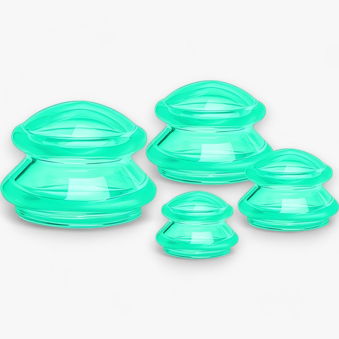 Vielseitiges Silikon-Cupping-Set mit verschiedenen Bechern für Gesicht, Körper, Anti-Aging & Cellulite-Pflege.