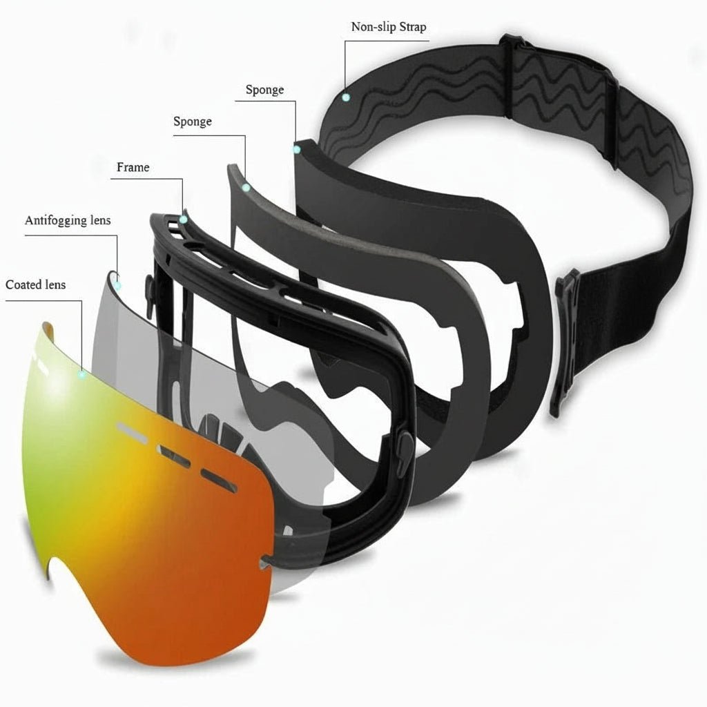 Hochwertige Snowboard-Brille mit Antibeschlag-Technologie für beste Sicht im Tiefschnee.