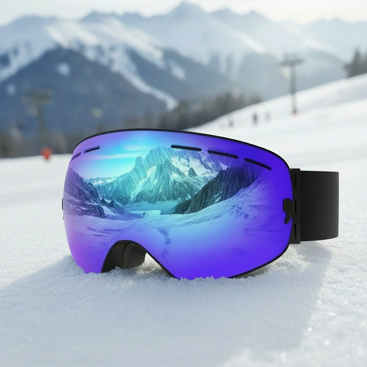 Unisex Skibrille mit Wechselgläsern, UV400-Schutz und Antibeschlag. Perfekt für Ski & Snowboard.