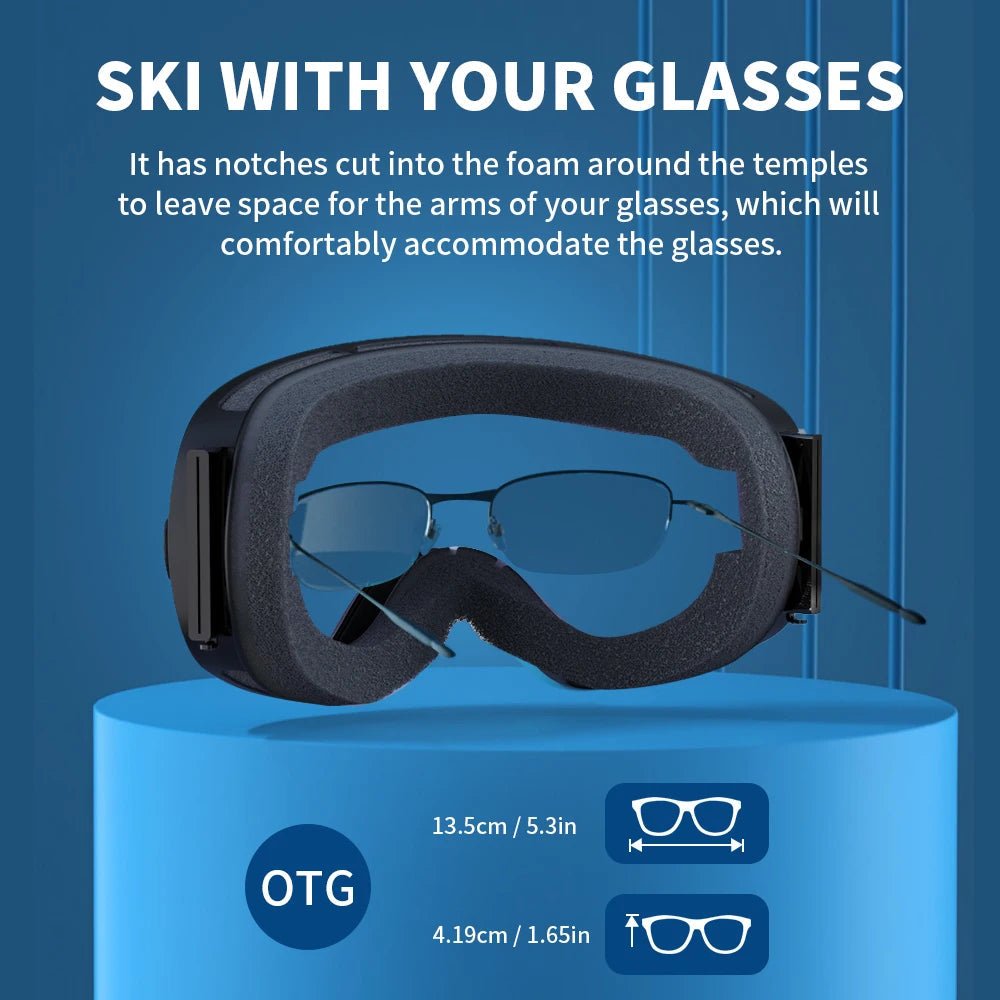 Helmkompatible Unisex Skibrille, ideal für Skifahrer & Snowboarder. Mit OTG-Design für Brillenträger.