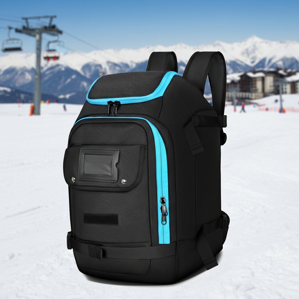Unisex Skischuhrucksack 50L, wasserdicht, schwarz, für Skiausrüstung, Wintersport & Outdoor. Robustes Reise-Gepäck.