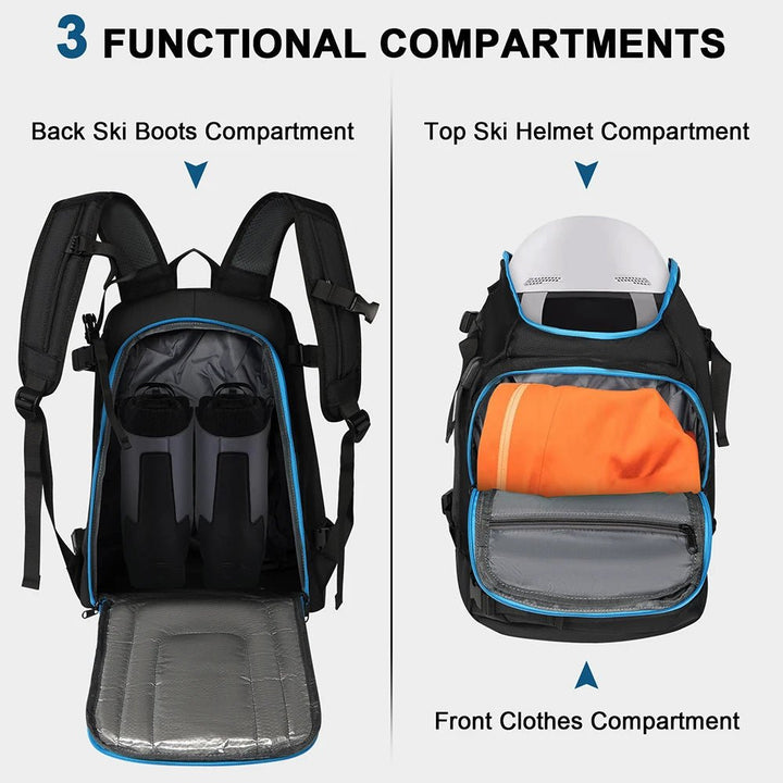 Unisex Sportrucksack 50L, wasserdicht, für Skiausrüstung & Wandern. Robustes Gepäck für Wintersport & Outdoor-Reisen.