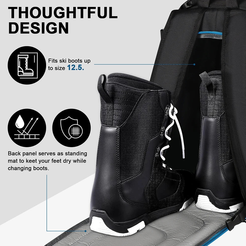Hochwertiger 50L Skischuhrucksack, wasserdicht & robust. Der ideale Begleiter für Wintersport, Skiausrüstung & Outdoor.